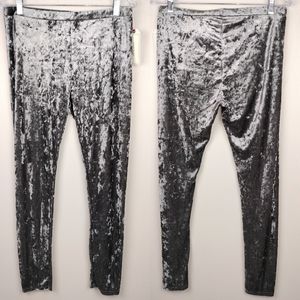 NWT Adam Levine Collection Crushed Velvet Leggings in Dark Grey Sz. L